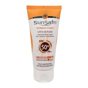 سان سیف ضد افتاب SPF50 فاقد جاذبهای شیمیایی بژ طبیعی مناسب پوست حساس