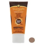 سان سیف ضد افتاب SPF50 فاقد چربی رنگی بژ طبیعی مناسب پوست چرب
