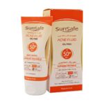 سان سیف ضد افتاب SPF50 فلوئیدی فاقد چربی بی رنگ مناسب پوست چرب