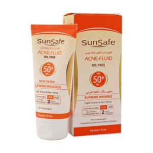 سان سیف ضد افتاب SPF50 فلوئیدی فاقد چربی بی رنگ مناسب پوست چرب