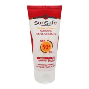 سان سیف ضد افتاب SPF50 رنگی بژ روشن انواع پوست ضد چروک
