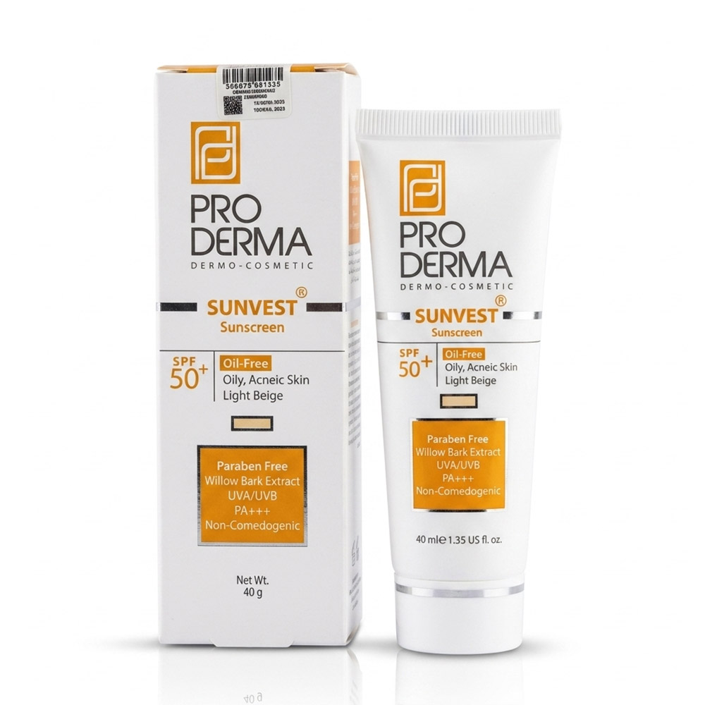 پرودرما ضدافتاب SPF50 فاقد چربی بژ روشن پوست چرب